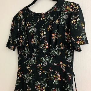 Small black floral fit and flare dress